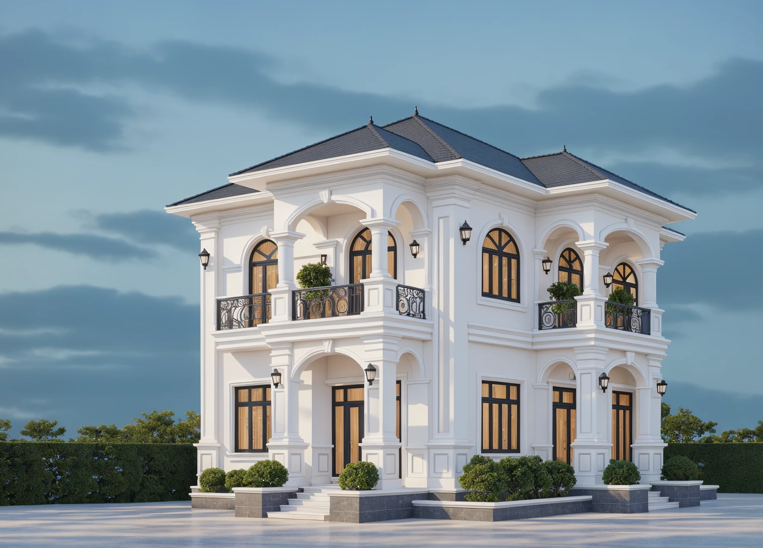 PLATFORM KTHOUSE, 1 morden villa, slope roof, main material of villa about build color wall:1.2 glass panel:1.1 and stone:1.2, 1large yard, 1 road runs in front of the house, (RAW photo, real, best quality, masterpiece:1.2), look morden minimalist, 1 road in front of the house, dynamic lighting:1.3, (hyper realistic, photo-realistic:1.2), high quality, (dark lighting:1.2), perfect lighting, archdaily, no human, light at 12 noon, light in door:1.2
