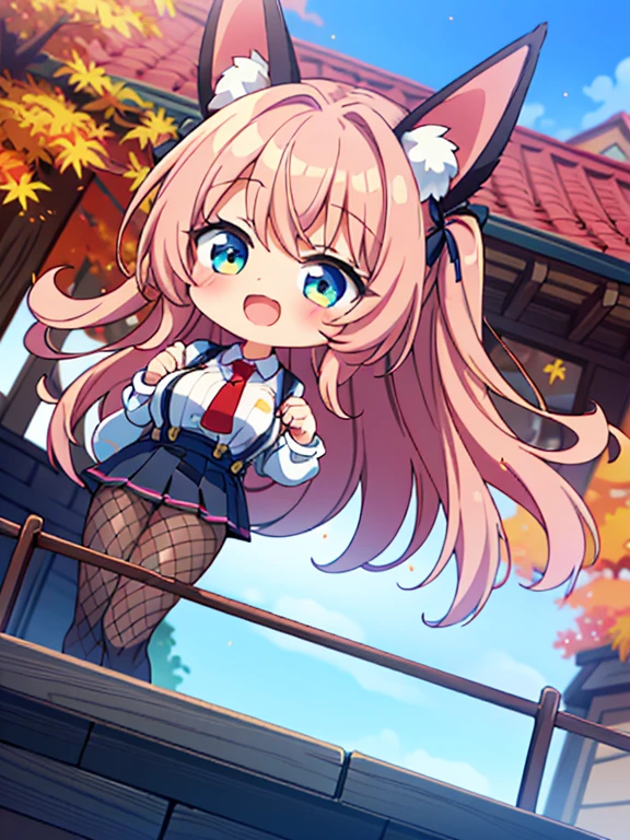 (Cute illustration:1,2),(Absurd realistic structure details),(a high resolution, complex and detailed text quality),(High resolution microstructure、High poly correction D-rendering of 5 boobs),Geometry Methods,Thorough explanatory anatomy, (chibi,whole body:1.6), 

 1 beautiful girl, One,(Cute:1.5),(chibi:0.8), (kawaii:1.5),(on:0.5), BREAK, (girl, Cute, cheerful,  face, medium breasts:1.2),(Pink hair,disheveled short two tails,We are speaking,golden eyes:1.2),shiny skin,clean skin, neckline on the chest,Beautiful , shiny skin,clean skin, Beautiful skin,( smile:1.5),(best quality face),(Glowing eyes of the highest quality), (Doya face,brave face:1.45),  Break Break (Black & White Theme:1.4), (black artificial rabbit ears:1.3), (Pair a white long sleeve collared shirt with a black corset with suspenders..:1.5), (black fishnet stockings:1.3), (high heels:1.1),
BREAK (red theme:1.3), (Red tie:1.4), (red pleated skirt:1.4),
 

BREAK, clavicle,Hair reception, above the handle, navel, parted lips, One, stomach,architecture, blue sky, (autumn forest:1.2), Wooden building, Kiyomizu-dera Temple, balconies, blue sky, Crystal clear skies, blurred background, Forward-looking, standing, sunset, hips hips hips\), twilight,happy,laughter,blush,open mouth,closed eyes,Beautiful sunset,twilight,backlight,waterfall,depth of field,

 BREAK,wakame,wakame,wakame,(dynamic angle:1.4), 

BREAK,(blurred background:1.3),(absurd, a high resolution, Super detailed art),Target-shading,Transparent color,  optical effect, Beautiful pictures, vibrant glow, mystical atmosphere,(Close-up of girl:1.1), Mystical effect of light particles,manga influence, clean line drawings,