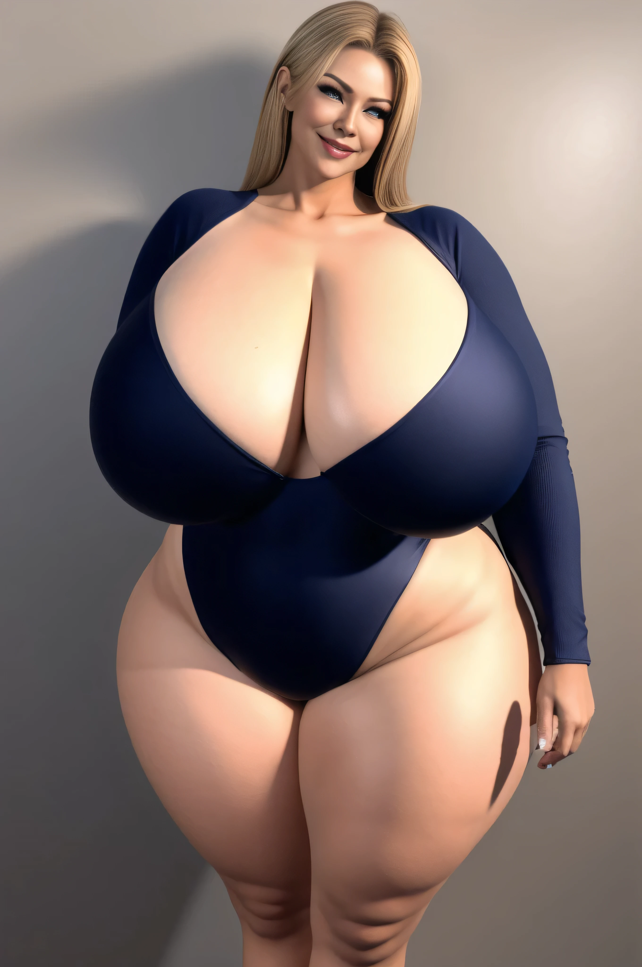 ( 8K quality ), ( Better Quality ), ( Ultra HD | | ), ( Perfect character anatomy ), ( Perfect lighting ), ( Full body photo 8k ), ( Perfect detail ), ( Perfect character details ), ( Perfect setting details ), ( masterpiece ), ( Facial symmetry of delicate characters ), ( Delicate character body structure), Beautiful woman, Perfect Face, Perfect body, Perfect Legs, Honey for eye color, Straight Long Hair, Tall Woman 1.65 ( 1 meter 65 centimeters ) , open leotard, (( Flowing mantle )), (( Complex mantle )), Wide Hips, Thick thighs, Huge Ass, Huge natural breasts, Cleavage, Mature Mom, smile, Please place your hand on your chest, formal