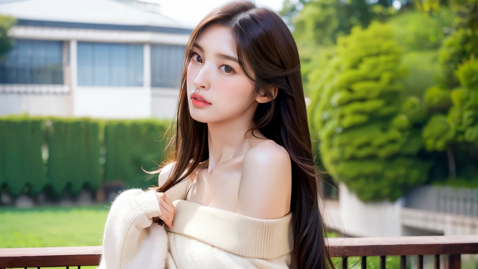 highest quality, masterpiece, Ultra-high resolution, (photoRealistic:1.4), RAW Photos,One girl, alone, Realistic, lips, View Viewer, Upper Body, background, Brown eyes, Casual wear, Off the shoulder, Long Hair,8k,Plastic surgery,High nose,The nose is beautiful,Perfect Nose,A beautiful nose like a model
