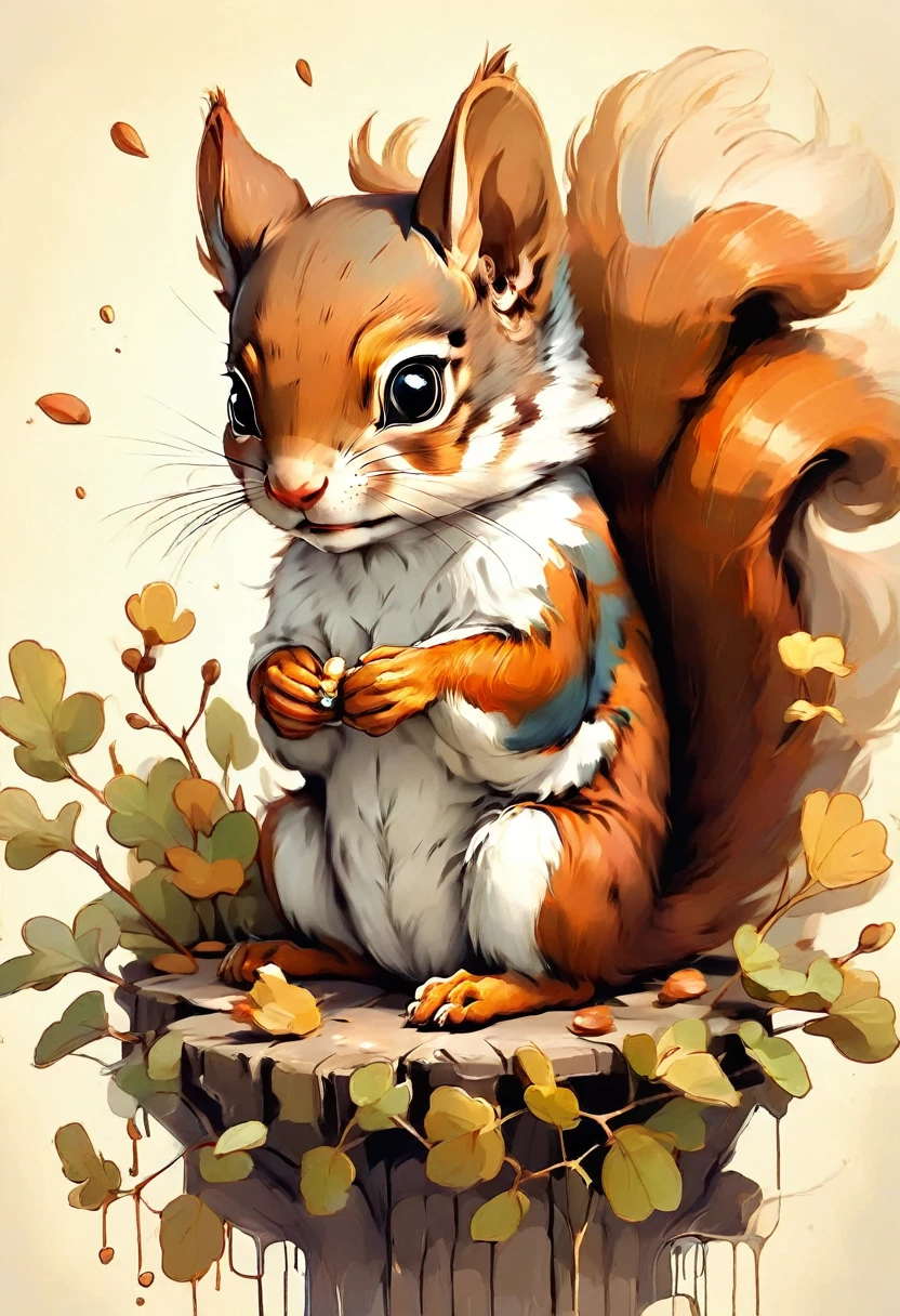baby squirrel painting style
