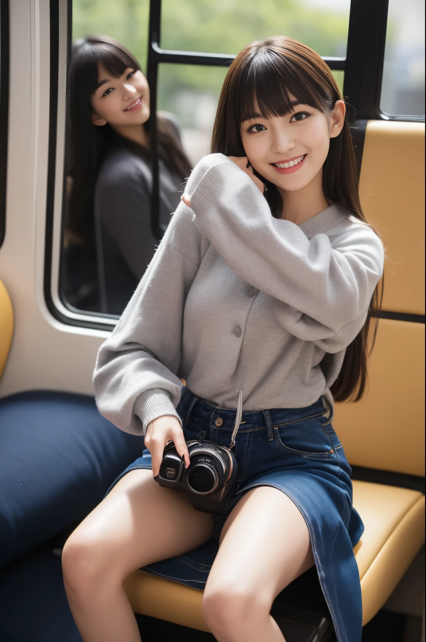 ((Tabletop:1.4, highest quality)), (Realistic photos:1.4),
((1 girl)), (Pure actress),
(超High resolution:1.2), Very delicate and beautiful, wonderful, Very detailed CG Unity 8k wallpaper, Very detailed, High resolution,
Soft Light, Beautiful detailed girl, Very detailedな目と顔, Beautiful and detailed nose, Beautiful and detailed,
(Wear casual spring clothes:1.3),
Cinema Lighting, Perfect Anatomy, Slender body, (Parted bangs),
(Riding on a Japanese local train:1.3), (Car window), (Japan'The original landscape of),
Cowboy Shot, Looking at the audience, smile
