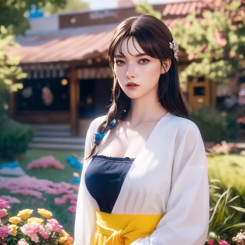 (วอลล์เปเปอร์ CG unity 8k ที่very detailed),(Masterpiece), (best quality), (very detailed), (best illustrations),(best shadow), cowboy shoot, (sharp eyeliner, eyelid, Detailed eyes:1.1), (city background:1.2), ,Take a break , Version 3 (Girls' frontline), , 3D,8k,