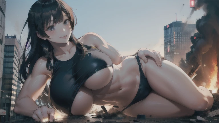One woman, , (Huge breasts:1.5), Big Breasts, goddess, Large Breasts, Seductive anime woman, Boob proportions, Beautiful Anime Woman, , Perfect body, Realisticな女性, Voluptuous body,, , plump, ,, , Huge breasts, Huge breasts, ((smile)), (Abdominal muscles:1.4), Saggy breasts, Swimsuit,, null, smile, 胸の谷間Huge breasts、Realistic、Perfect bodyライン、cute、Beautiful girl taller than a building、航null写真、航null写真、Sit in the building、smileで街を破壊する、 (A giant girl bigger than a skyscraper destroys the city of Shibuya:1.5)、cute、 bikini、cute、Lying down