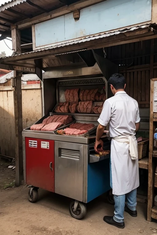 It just so happens that the meat seller has these machines at home