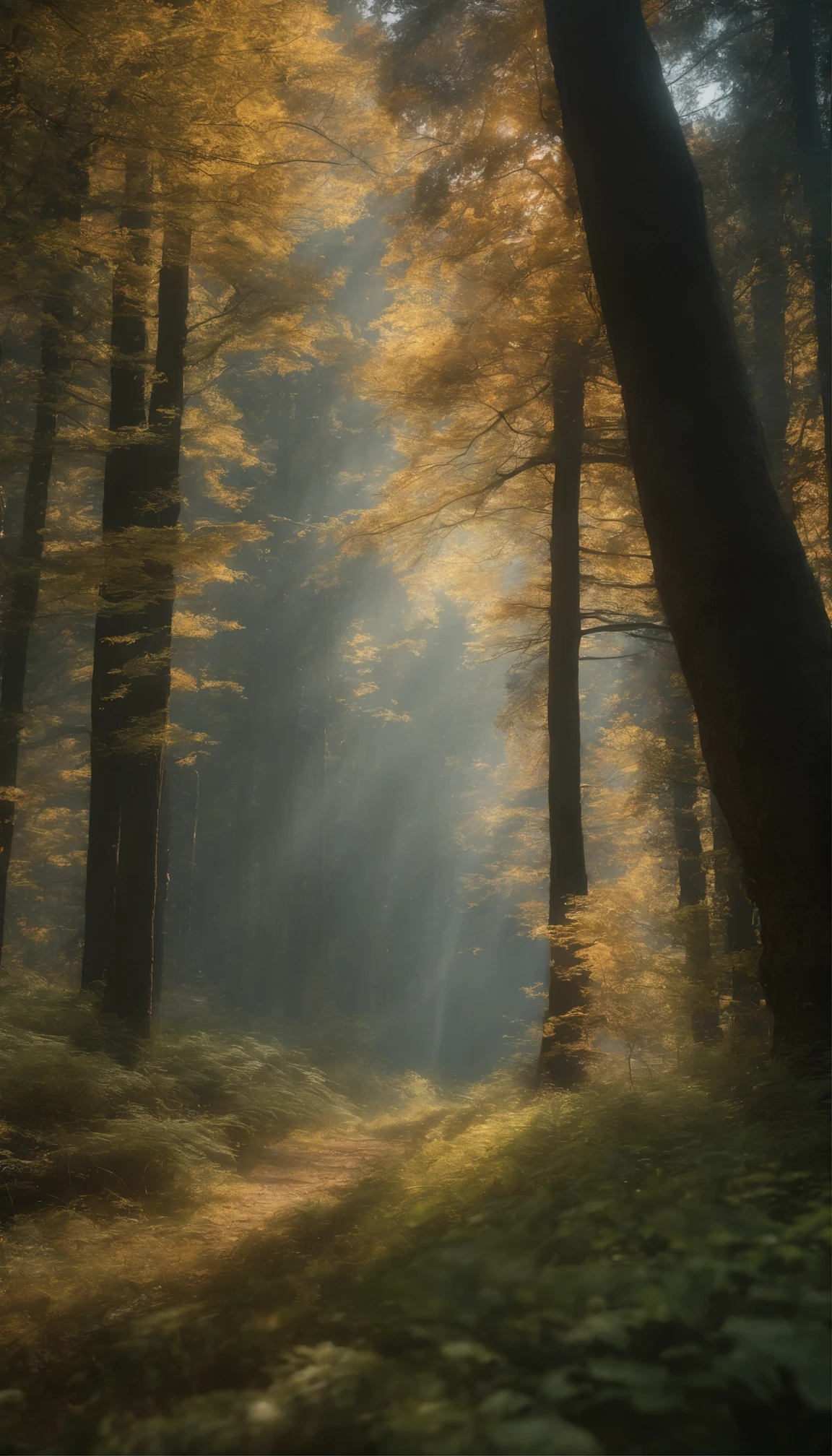 A masterpiece that represents the pinnacle of quality and complexity、Breathtaking landscapes rendered in Unity for 8K wallpapers。Each pixel is、As if captured with the finest lens、Full of exquisite details。Golden Autumn、green々The scene unfolding in the forest is、The sky is decorated with delicate falling petals、Dancing in the light air、Swirling。green々The sunlight shining through the tall treetops、Painting a tapestry of shadows on the forest floor、Each one is a testament to the dominance of light and shadow.。This is not just art、A vivid depiction of the wonders of nature。