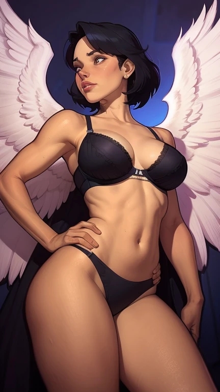 A closeup of a woman in a black swimsuit posing for a photo, krenz cushart e digite germe, fofosexyrobutts, digite germe e ilya kuvshinov, ilya kuvshinov e digite germe, digit germ Greg Rutkowski _ Greg, Adam Hughes, Otto Schmidt, por Oliver Sin, Chris Moore. type germ drawing of a woman with wings and bra top, inspirado em Rob Liefeld, anjo, possivelmente um anjo, high resolution commission, epic angle and pose, anjo alada, CO Commission, garota anjo cavaleiro, asas angelicais nas costas, lindo anjo feminino, anjo majestoso de corpo inteiro, de um lindo anjo