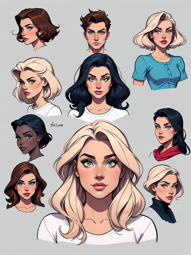 Turnaround sheet Imagem de desenho animado de uma mulher .cartoon style illustration, estilo de arte dos desenhos animados, estilo de arte dos desenhos animados, digital illustration style, design de personagens altamente detalhado, arte digital detalhada fofa, City fan art, Design de personagens de retrato, beautiful digital illustration, retrato de alta qualidade, Arte em quadrinhos, mulher jovem. Green eyes Medium and wonderful buso Alleyne - Queen's Blade drawing of a woman with wings and bra top, inspirado em Rob Liefeld, anjo, possivelmente um anjo, commission for high resolution, epic angle and pose, anjo alada, CO Commission, garota anjo cavaleiro, asas angelicais nas costas, lindo anjo feminino, anjo majestoso de corpo inteiro, of an beautiful anjo sorriso maroto sorriso feliz