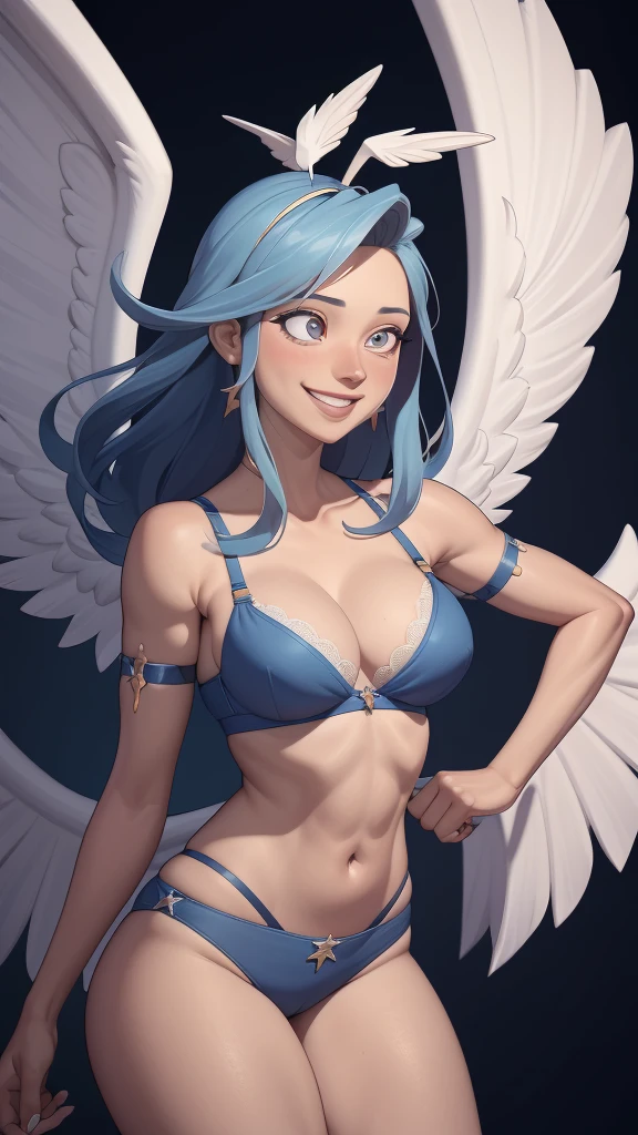 drawing of a woman with wings and bra top, inspirado em Rob Liefeld,  anjo, possivelmente um anjo, commission for high resolution, epic angle and pose, anjo alada, CO Commission, garota anjo cavaleiro, asas angelicais nas costas, lindo anjo feminino, anjo majestoso de corpo inteiro, of an beautiful anjo sorriso maroto sorriso feliz