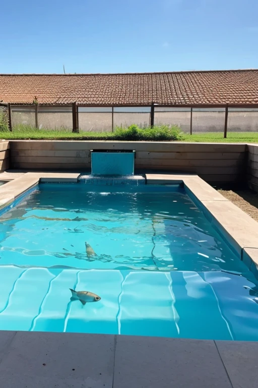 The pool is divided into two parts,Water storage for fish farming