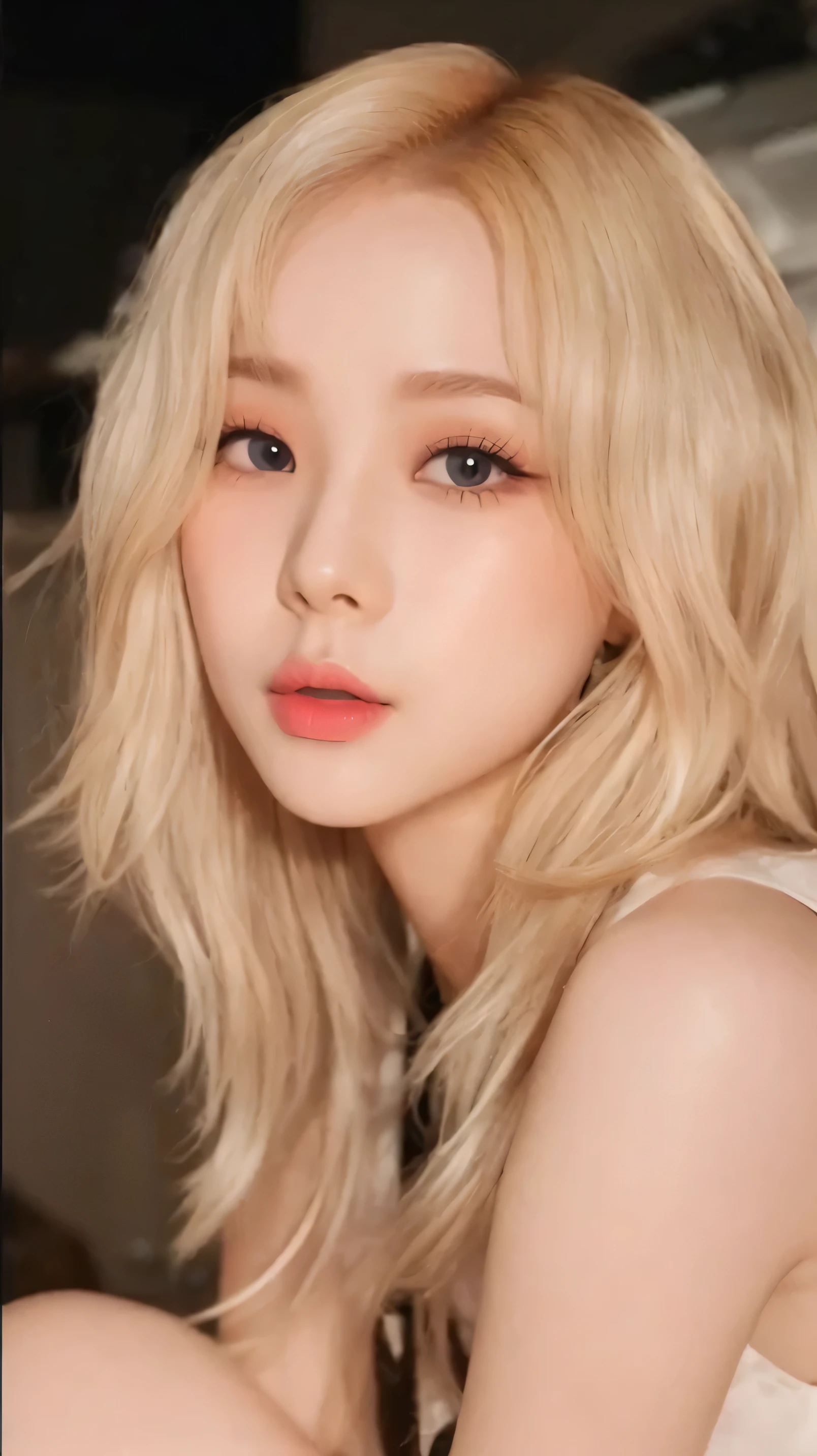 ((Best quality, 8k, Masterpiece :1.3)), Sharp focus :1.2, A pretty woman with perfect figure :1.4, (white hair color. Layered length, Also show your ears. In front of the camera. Ear texture. Ear hole details. Realistic. Close-up Shot of Ear. At close range. Shot from the side_Highly detailed face and skin texture, Detailed eyes, Double eyelid. Make-up face. red lipstick, highest quality, beautiful face, beauty asians girl
