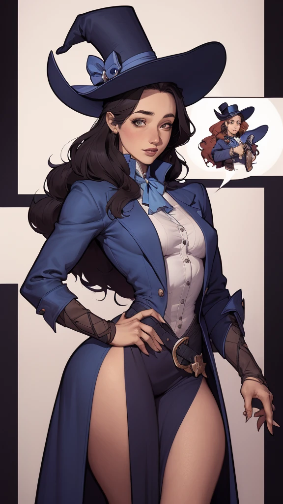 there is a woman in a top hat and jacket segurando uma varinha, Abigail Larson, female magician, commission for high resolution, Britney Lee, glamor anime witch casting magic, beautiful magical stella maeve, segurando uma varinha, estilo artgerm, beautiful magical stella maeve, desenhado no estilo de artgerm, no estilo de artgerm, CO Commission