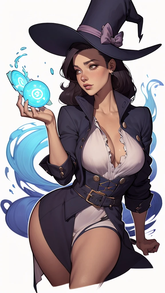 there is a woman in a top hat and jacket segurando uma varinha, Abigail Larson, female magician, commission for high resolution, Britney Lee, glamor anime witch casting magic, beautiful magical stella maeve, segurando uma varinha, estilo artgerm, beautiful magical stella maeve, desenhado no estilo de artgerm, no estilo de artgerm, CO Commission