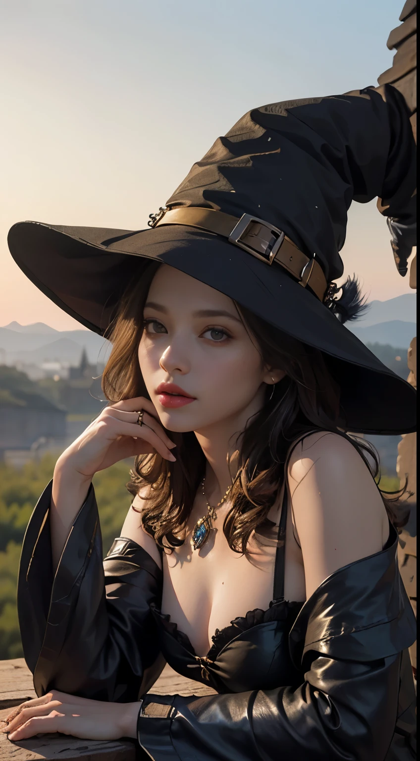 (number々の賞を受賞したmasterpiece, Amazing details, Texture and maximum detail), (Ultra-photorealism:1.4), (Realistic:1.3), (Highest quality real texture skins), ((The medieval world)), Quality Eyes, Detailed painted face, (((witch&#39;s old black hat))), (Slim witch in white clothes), (Slim female wizard in white clothes), (Slim witch in black clothes), (Slim female wizard in black clothes), Kind eyes, ((Perfect and beautiful fingers)), ((Perfect and beautiful arms)), (She has a mischievous smile:1.4), Friendly and girlish face, (The devil dances overhead), Glass earrings in the ears, (Dramatic Photos:1.6), Glowing majestic thunderstorm cloud mass and sky, Halo Optical Phenomenon, Anti-Holy Light, Twilight, sunset, evening, (Dramatic Light), (A magnificent sight), (His expression was calm and kind，very beautiful，but、Somehow scary), (A noble act), (Blonde, Silver Hair, Chestnut Hair), ((Full body portrait)), ((Head turned up)), ((Looking down)), (Full body standing:1.5), (She wore a simple necklace around her neck.，The workmanship is wicked and delicate), Altar of Purgatory, Old ruins overgrown with plants, The Great Temple of the Devil, Cathedral, The Great Temple of the Devil, Temple ruins, Detached temple, magic circle, Castle ruins, ruins, Crumbling Ruins, Ruins with clear water, Wavelets, water flowing,，mature，plum，Big breasts, small waist，Long legs， solo，Spread your legs，（Beautifully detailed eye depiction），（Super detailed，masterpiece，）To the camera，High resolution，Super detailed），Laughing，Exposing the breasts，Naked genitals， bulge，Legs open，Raised to be sexy，Camel Toe，Face becomes red，Desire for dissatisfaction，frontage，Correct Anatomy，Detailed face, Fine grain，
