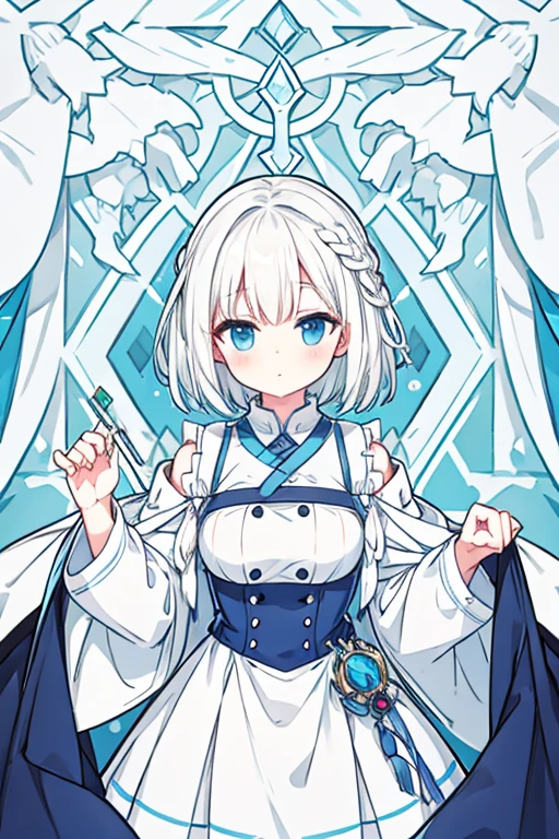 white hair, short hair, side braid, bangs, hair over shoulder, hair spread out, from above, 8k, super detail, best quality