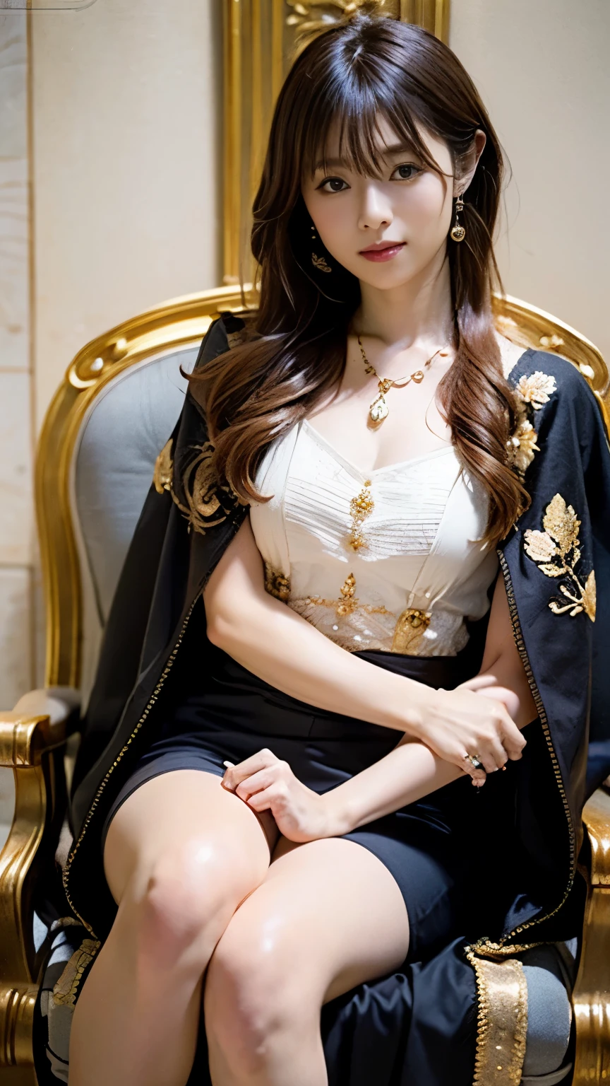 (((Perfect anatomy with detailed depictions of the limbs, with the direction of joint bending taken into consideration))),Full view of the throne,whole body,Historical oil painting style portrait: European female roles,20-year-old,Very long blonde hair, thin,whole body visible from feet to head.Sitting on a medieval throne,Front position,She wears a long dress with elaborate and lavish decoration, with long sleeves and a hemline.,This dress is made from a luxurious material like silk.,Velvet and Satin,Embroidered with gold and silver threads,Adorned with pearls and precious stones,The color is deep royal gold,Symbolizes wealth and high status,She wears a long fur cape decorated with elaborate motifs.,Add dignity,Her jewelry includes a jeweled crown.,necklace,Earrings,bracelet,The ring is all gold and studded with precious stones.,Her fair hair is adorned with expensive hairpins and a net adorned with pearls.,Her shoes are as elegant as the rest of her outfit.,Embroidered to match the dress,The throne is made of wood and decorated with gold leaf.,Dark Background,Complex background,In a medieval room,Soft Front Lighting,No reflection,Attention to detail,(Skin pores,Fabric texture,The Complexity of the Throne),Striving for realism,More about 8K resolution,I can see my pores,(Highly detailed RAW photos),(Extremely,Detailed skin,Realistic,heavy Shadow,Main Light,Subsidy light),Sharp focus,Movie,Imperfect skin, organize,texture,Detailed face,Detailed skin,Detailed fingers,Natural Hand 2-3500,Analog Film Photography,Deep Photo, Depth of written boundary,Ferrania P30 Film,Shadow,Perfect face and body, Low Light,Faded film, Low saturation, 35mm Photography, granular(((Beautiful hair neatly braided))),Fine particles that reflect light,4K Digital SLR Camera,Film Grain,Fujifilm XT3,(Saiharu Body),(Delicate eyes and face),Professional Perspective,Amazing details,Beauty condensed into one girl,繊細でHigh noseを持つ美しい顔,Coke bottle body,High nose, Clear chestnut eyes, Glossy lips,