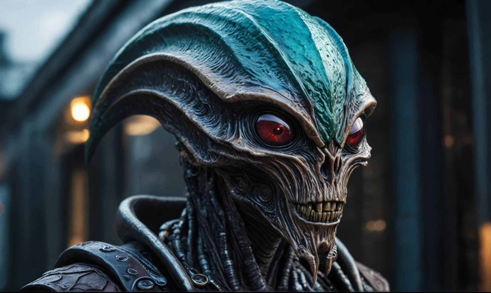 full-body-shot,niobium Manganite (The Alien Entity:favn:0.5), wants eat,survival in criminal city of future,Cinematic,soft colors, Technicolor,natural skin textures, hyper realism, hyper detailed,Extremely detailed,High contrast,Masterpiece,Realistic,Ultra Detailed, intricate details,realistic humid leather,extremely intricate,Epic Realistic, cinematic style,irina yermolova,high contrast,HDR,extremely detailed, [deep night landscape],masterpiece,intricate details,faded,eyes extremely detailed, high detailed eyes,8k resolution,RAW,retina, Nikon Z9