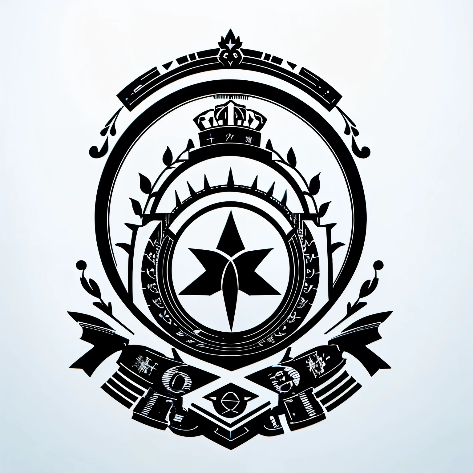 Corporate logo、emblem、simple、letter、Near future、margin、Complex frame、The motif is a telephone receiver、White background only、Monochrome、Placed in the middle、Front view、No humans