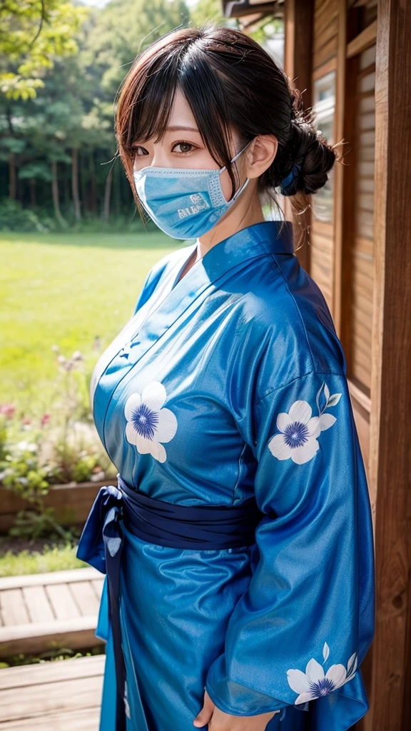ＡＩBeauty、Blue Yukata Prompto、、forest
、field、Big Breasts、Real Beauty、Face masks