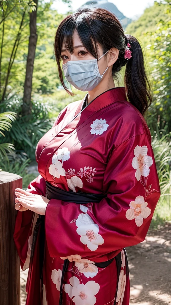 AIBeauty、Red Yukata Prompto、、forest
、field、Big Breasts、Real Beauty、Face masks