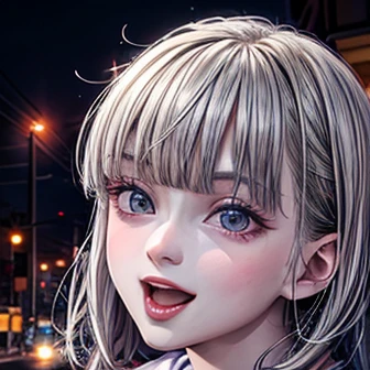 masterpiece of professional Analog photo, realistic and photorealistic with touch of rawness, (a close-up portrait of a woman wearing thongs on a city street), Dusk violet Sky, intricate lighting effects with light particles, (many colorful lights dazzling bokeh), Traffic lights, a crowd of fashionable street girls in the background, { Childish | Gigantic Cleavage }, (((NOGIZAKA))) Extremely Detailed very KAWAII face variation, perfect anatomy, captivating gaze, elaborate detailed Eyes with (sparkling highlights:1.2), long eyelashes、Glossy RED Lips with beautiful details, Coquettish tongue, Rosy cheeks . (Dynamic joyful expressions), { Ecstasy | :D | screaming | Perplexed }, Mystic sight . hair and eye color is same color, { Red leather high collar | Red ribbon }, from diagonally angle .