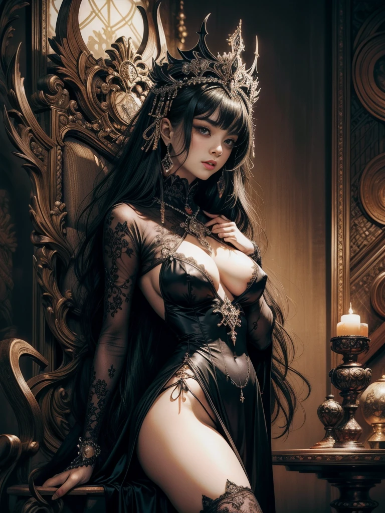 Monochrome,PN,Hard NSFW,nu,A nu devil woman with a black and white body stocking dress holding a batom vermelho,sentado,fechar-se,Olho do diabo,revealing costume,hentaipa,Salto alto,camel toe,biuagens do atan,together,olhos azuis,Detailed clothing patterns,erotic pose,bichano,anal,peietailed gothground,dfantasy background,inspirado em Robert McGinnis, inspirado em Grete Stern, estilo de Takato Yamamoto, Guido Crepax, Estilo Guido Crepax, nearby, Vania Zouravliov, inspirado em Leonor Fini, Nagao Shusei, inspirado em Yamamoto Takato.Inspirado em Klimt e Mucha.
Tag: lindos olhos detalhados, beautiful detailed lips, olhos e rosto extremamente detalhados, long eyelashes, (melhor qualidade:1.2), ultra-detalhado, (realista:1.37), oil painting, contraste de cor, high resolution, vestido preto e branco, batom vermelho, Inspirado em Robert McGinnis, Inspirado em Grete Stern, Estilo Takato Yamamoto, Estilo Guido Crepax, nearby-inspired, Inspirado em Vania Zouravliov, Inspirada em Leonor Fini, Inspirado em Nagao Shusei, Inspirado em Yamamoto Takato, cores vivas, dramatic lighting, striking composition, atmosfera intrigante, Feminine elegance.