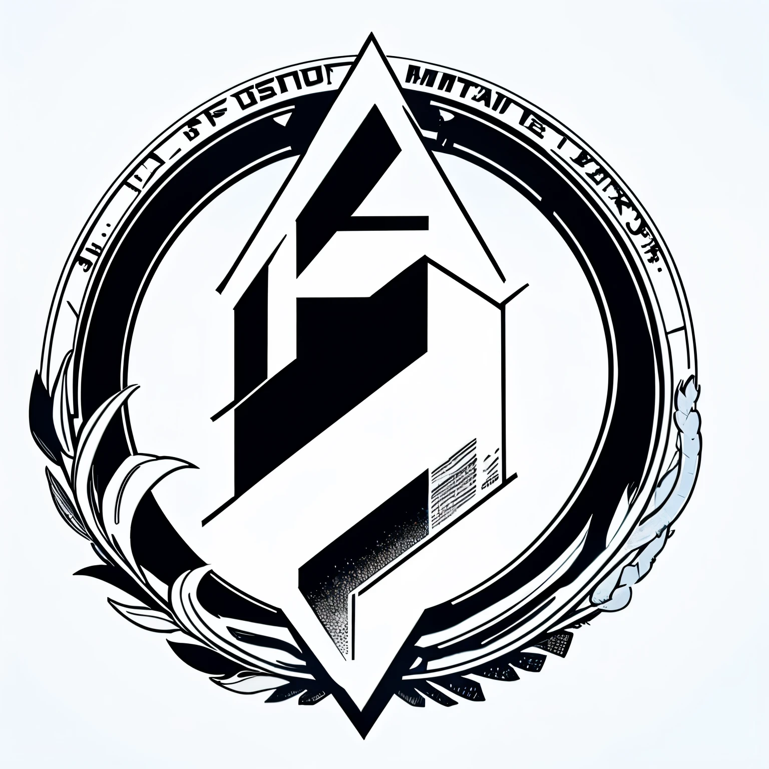 Corporate logo、emblem、simple、letter、Near future、margin、simpleなフレーム、White background only、Monochrome、Placed in the middle、Front view、No humans、cool、cool