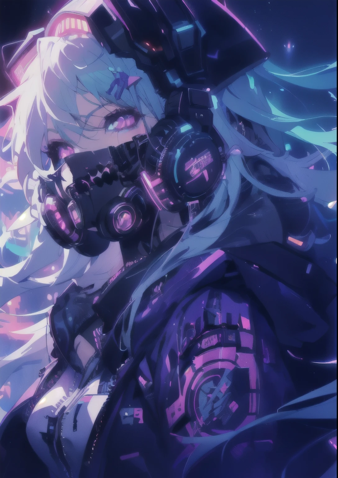 a close up of a person with headphones on and a neon background, best anime 4k konachan wallpaper, digital cyberpunk anime art, digital cyberpunk - anime art, anime cyberpunk art, anime art wallpaper 4k, anime art wallpaper 4 k, cyberpunk anime art, anime style 4 k, cyberpunk anime girl mech, cyberpunk anime girl, cyberpunk anime girl in hoodie