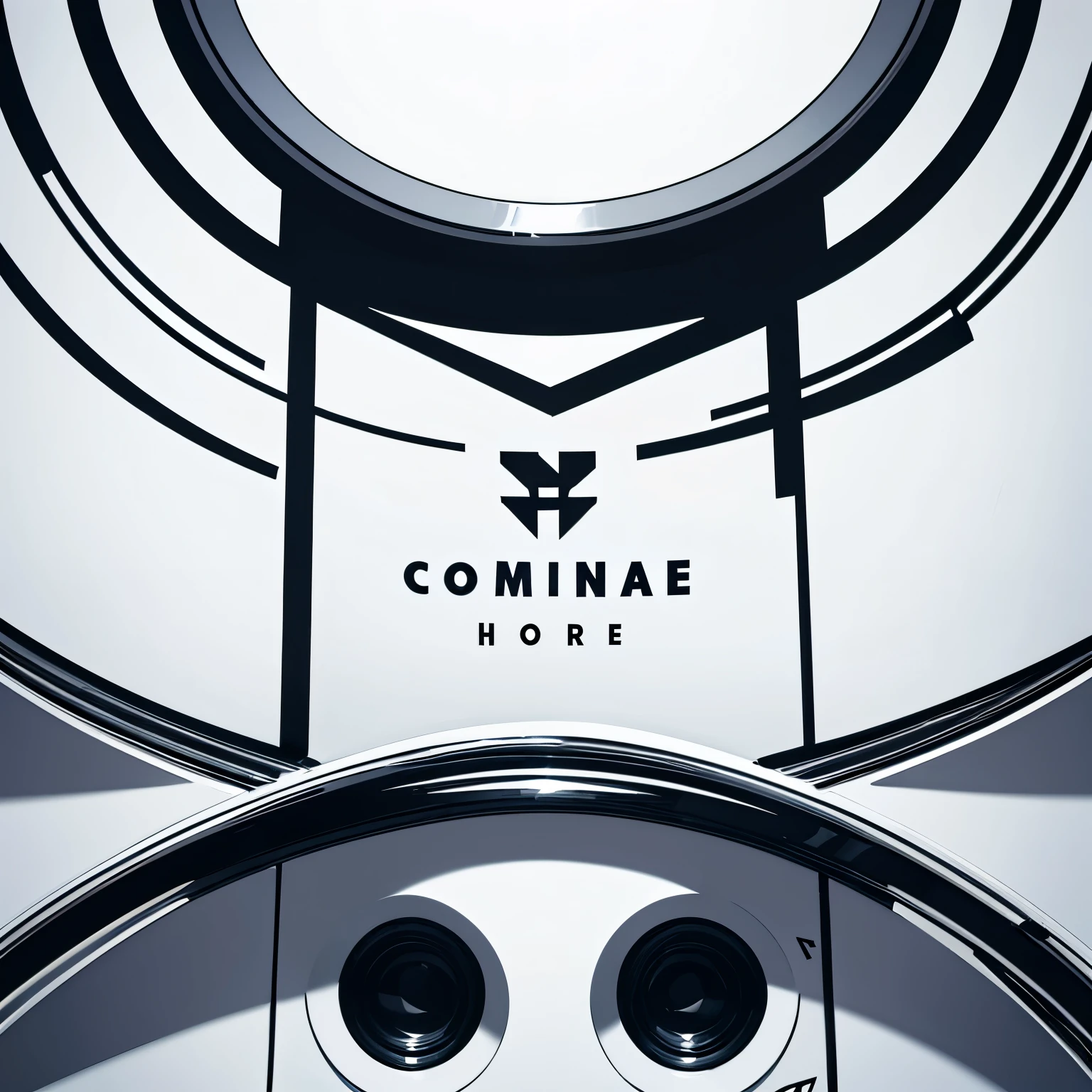 Corporate logo、emblem、simple、letter、Near future、margin、simpleなフレーム、White background only、Monochrome、Placed in the middle、Front view、No humans、cool、cool、geometry