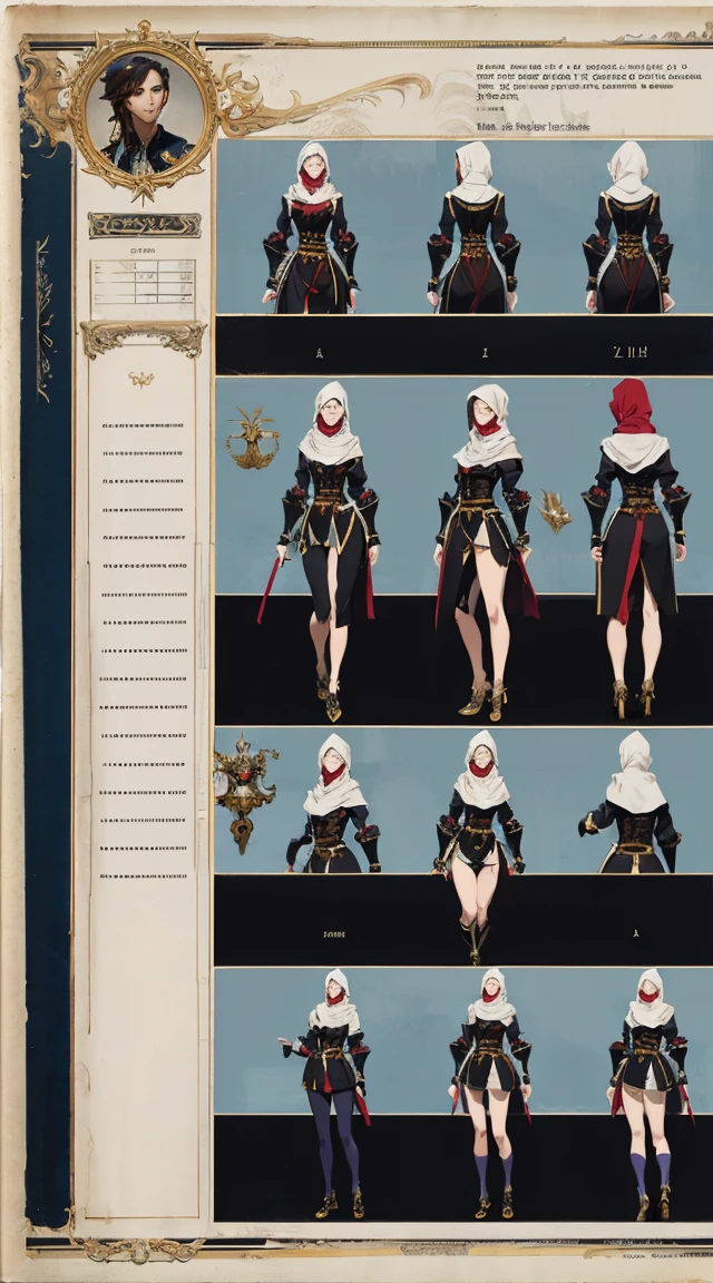 1 woman, solo, headscarf, Hijab, pvc corset, stocking, high heel, brown eyes, looking at viewer, fantasy art, beautiful painting, guwaika style, epic exquisite character art, stunning characters, man, lean (reference sheet:1.5)