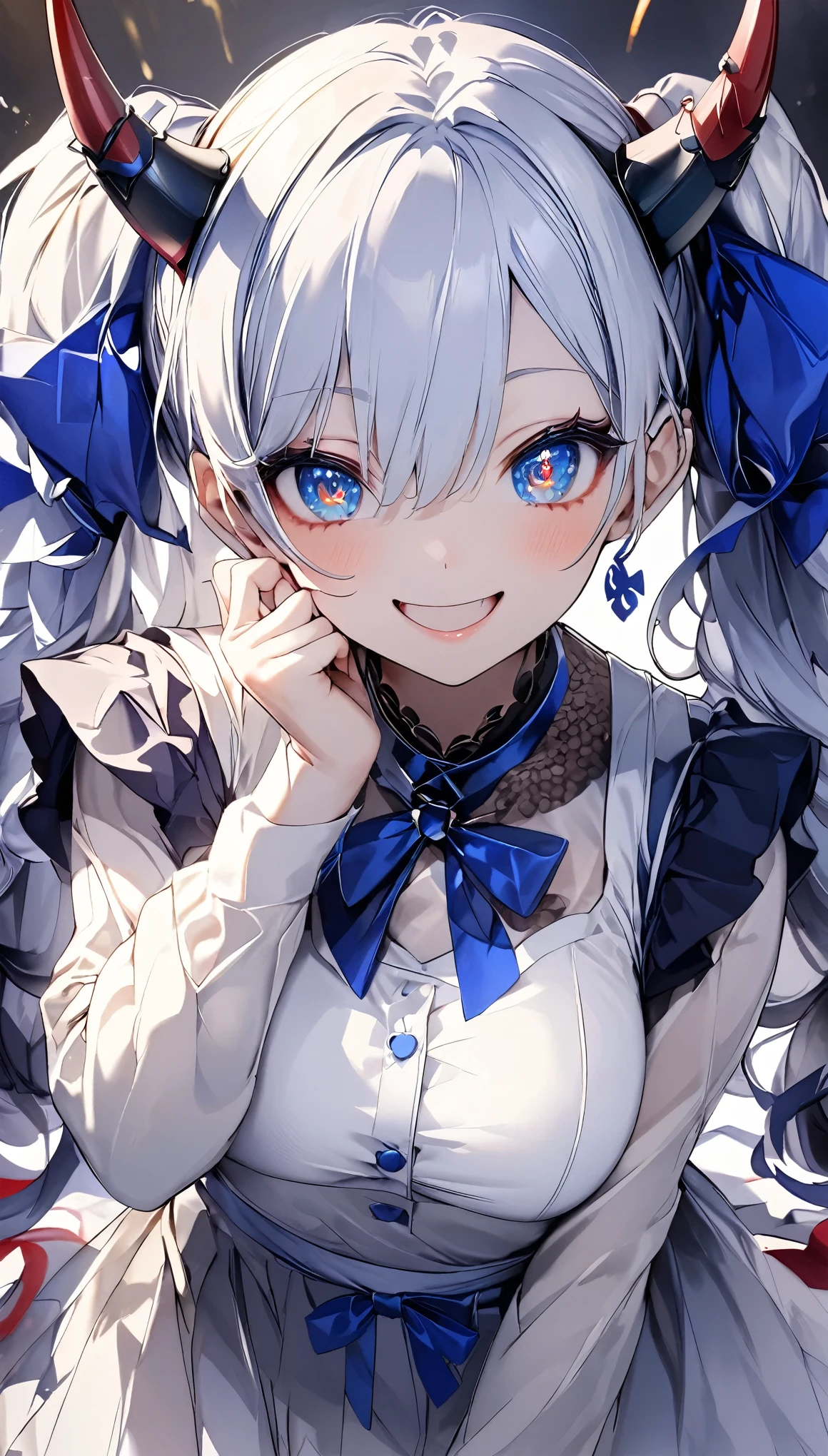 1 garota, Sozinho, shiro /(homem morto_Wonderland/), cabelo branco, olhos vermelhos, Obra de arte, melhor qualidade, high resolution, dynamic pose, Cabelo muito comprido,