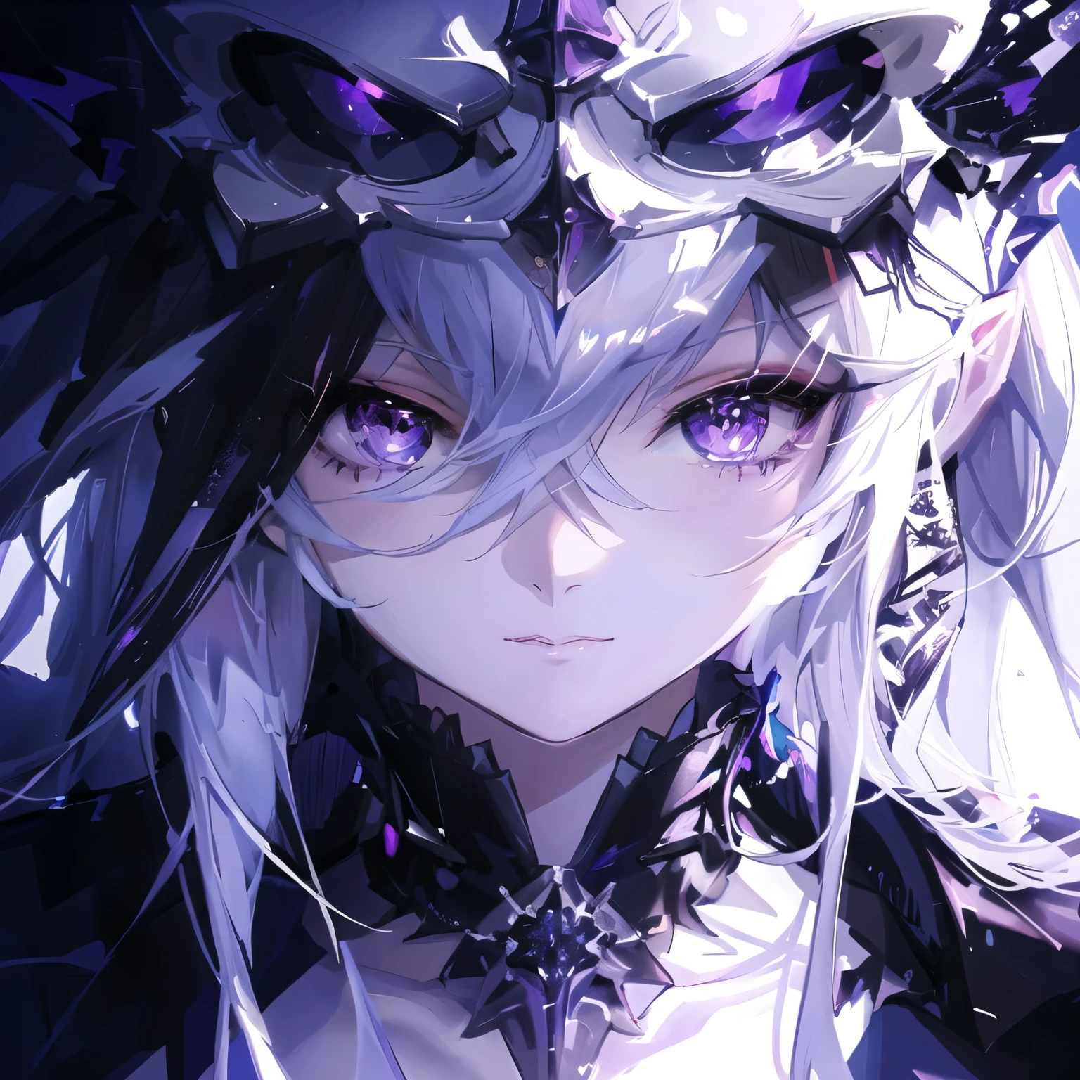 anime girl with white hair and purple eyes wearing a black and white outfit, detailed digital anime art, stunning anime face portrait, detailed anime art, anime art wallpaper 8 k, trending on artstation pixiv, zerochan art, anime art wallpaper 4k, anime art wallpaper 4 k, digital art on pixiv, from arknights