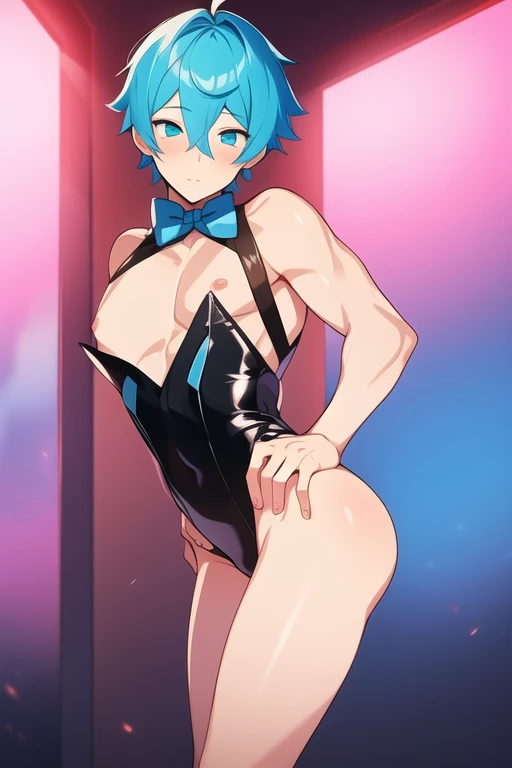 Cyan male boy with erotic outfit