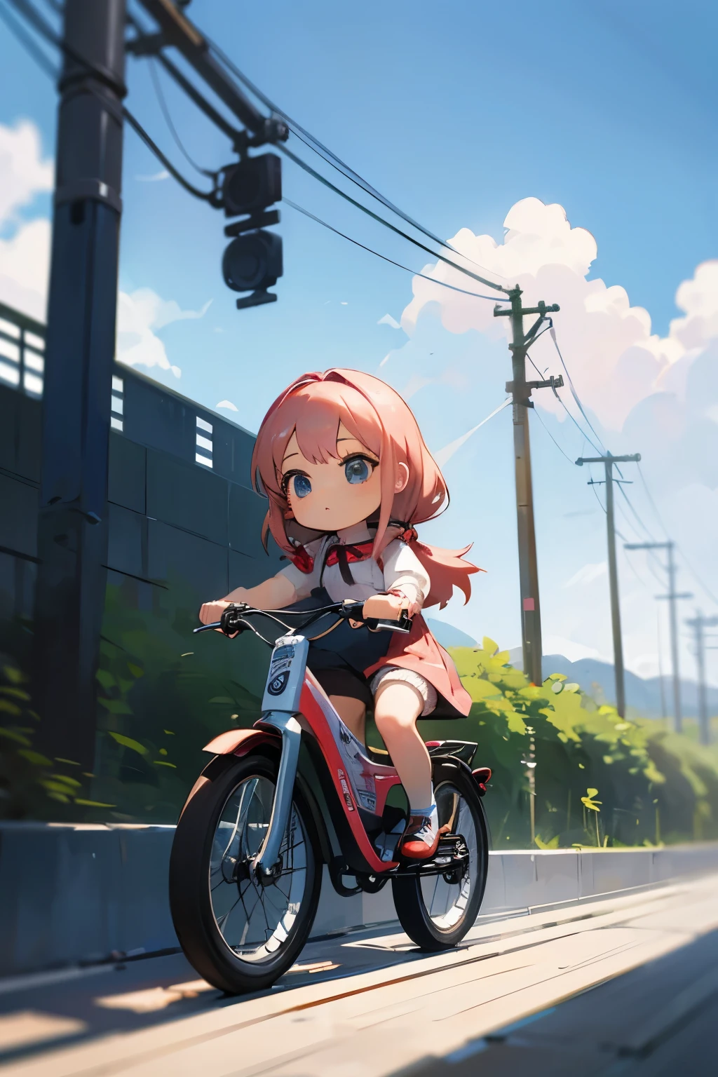 Photorealistic、Chibi Girl Doll(A presentation on the appeal of electric-assisted bicycles)