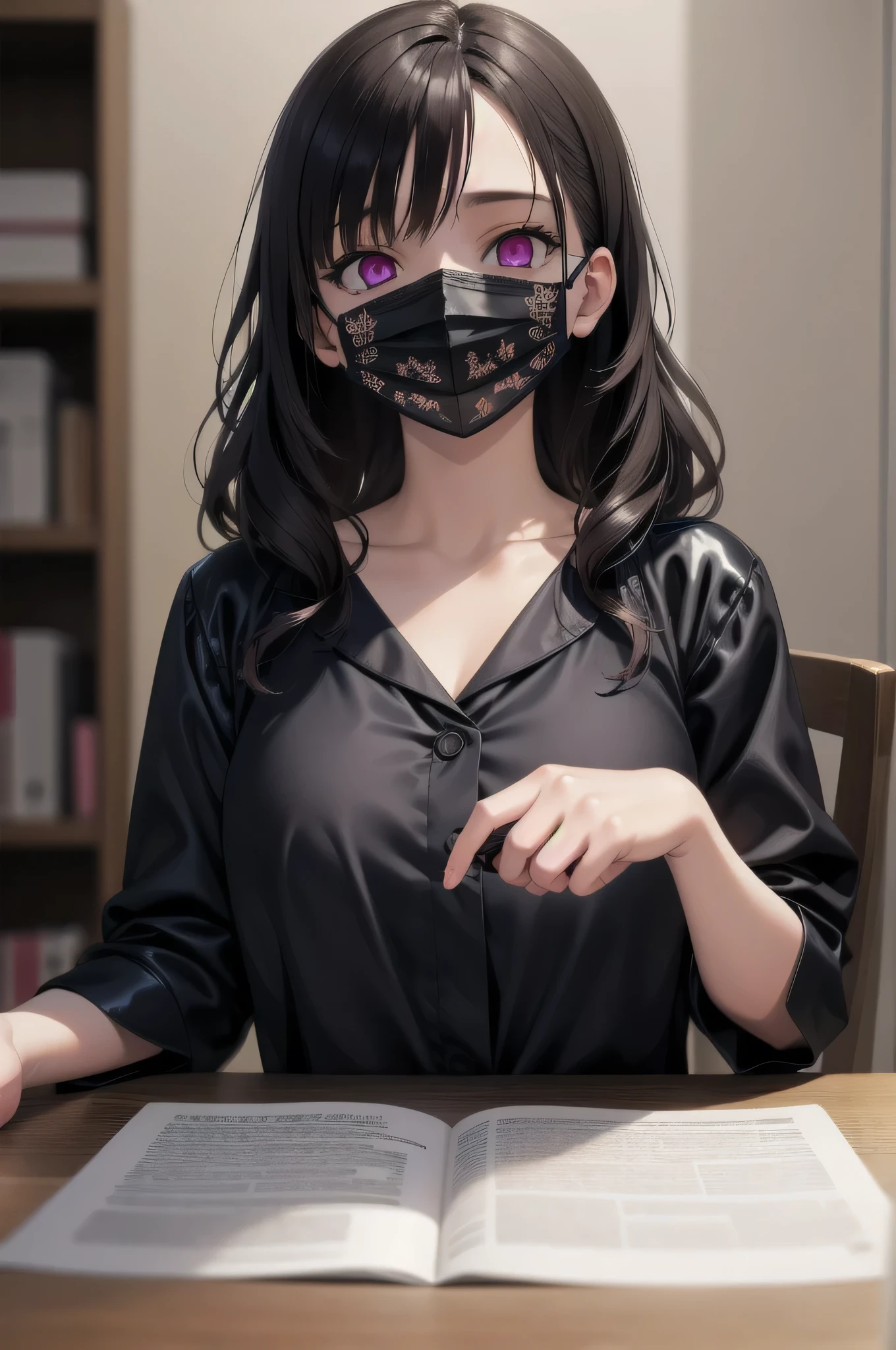 (Tabletop:1.0), (highest quality:1.4), (High resolution:1.2),(Latex lace mouth mask:1.3), Sharp contours,  boyish, highest quality, masterpiece,Glasses,Voice of the Heart,Breast milk,yandere,nsfw,Give hair