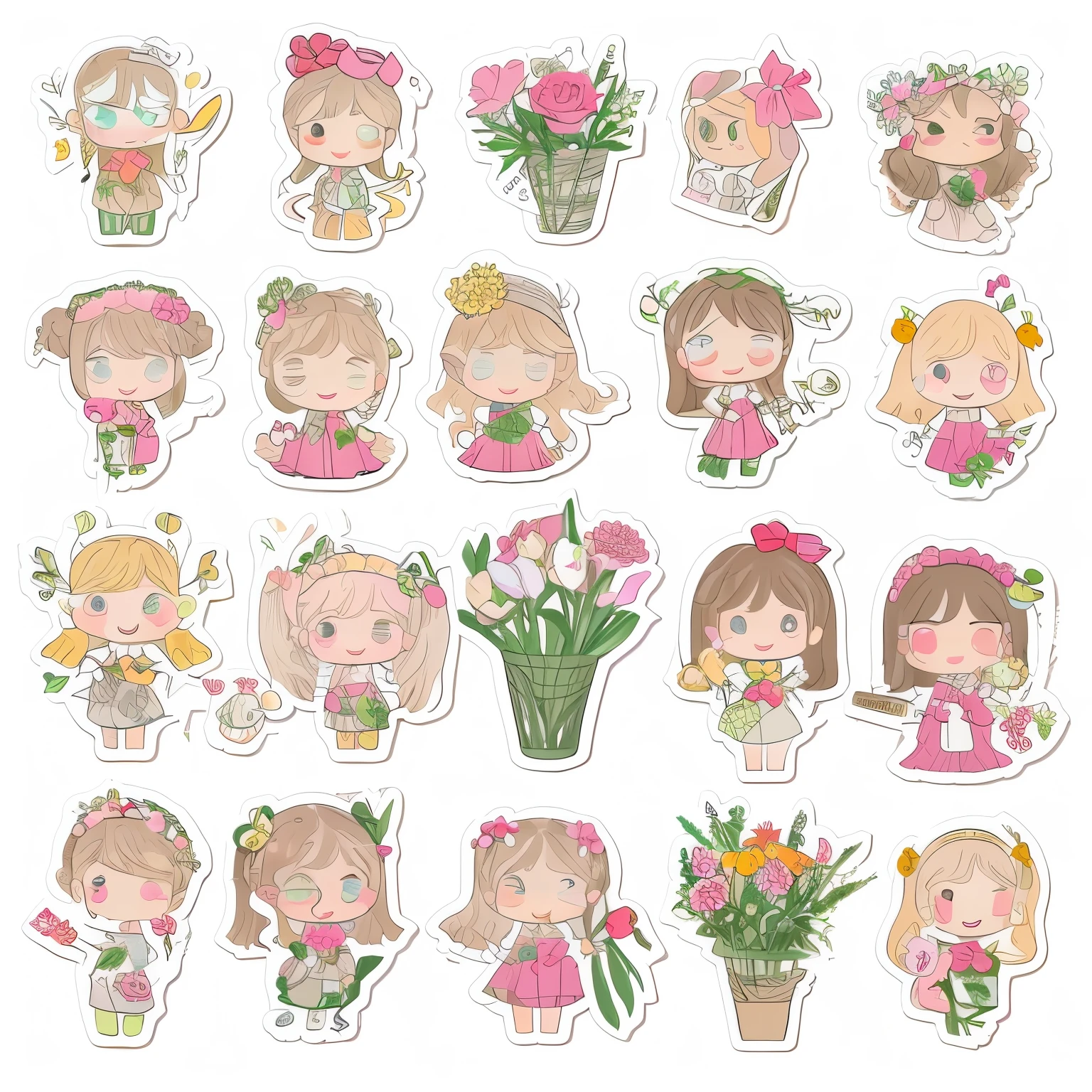 Cute stickers, girl, Florist