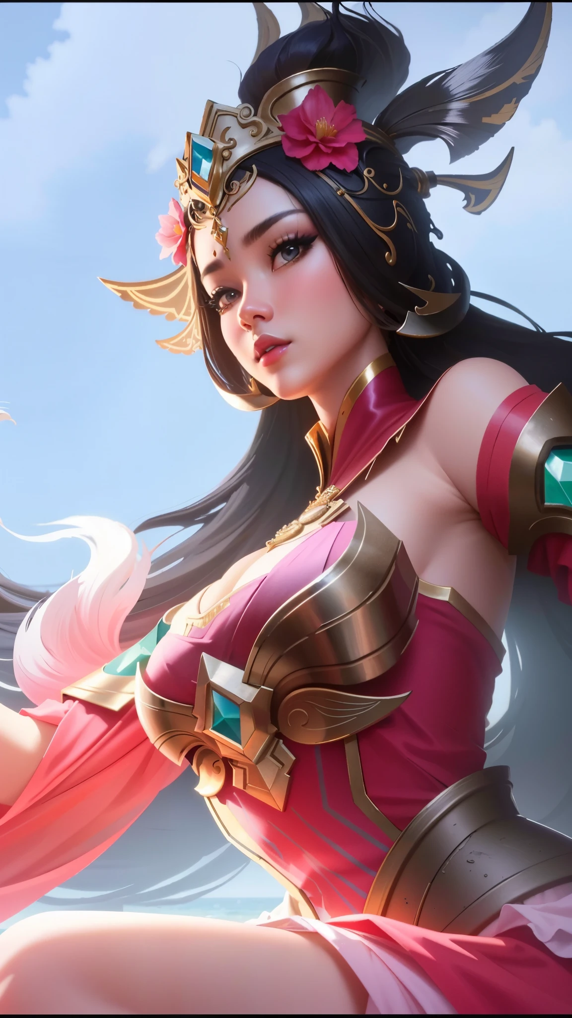 super detailed, masterpiece, best quality, ultra quality, absurd details, best light, best shadow, sharp, sharp image, detailed, extremely detailed, great resolution, 8k, 4k, uhd, Queen of water south coast vibes, nyi roro kidul