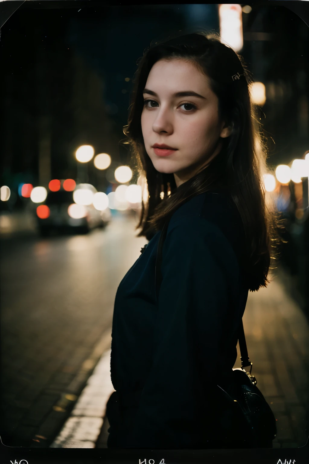 polaroid photo, night photo, photo of 24 y.o beautiful woman, pale skin, bokeh, motion blur