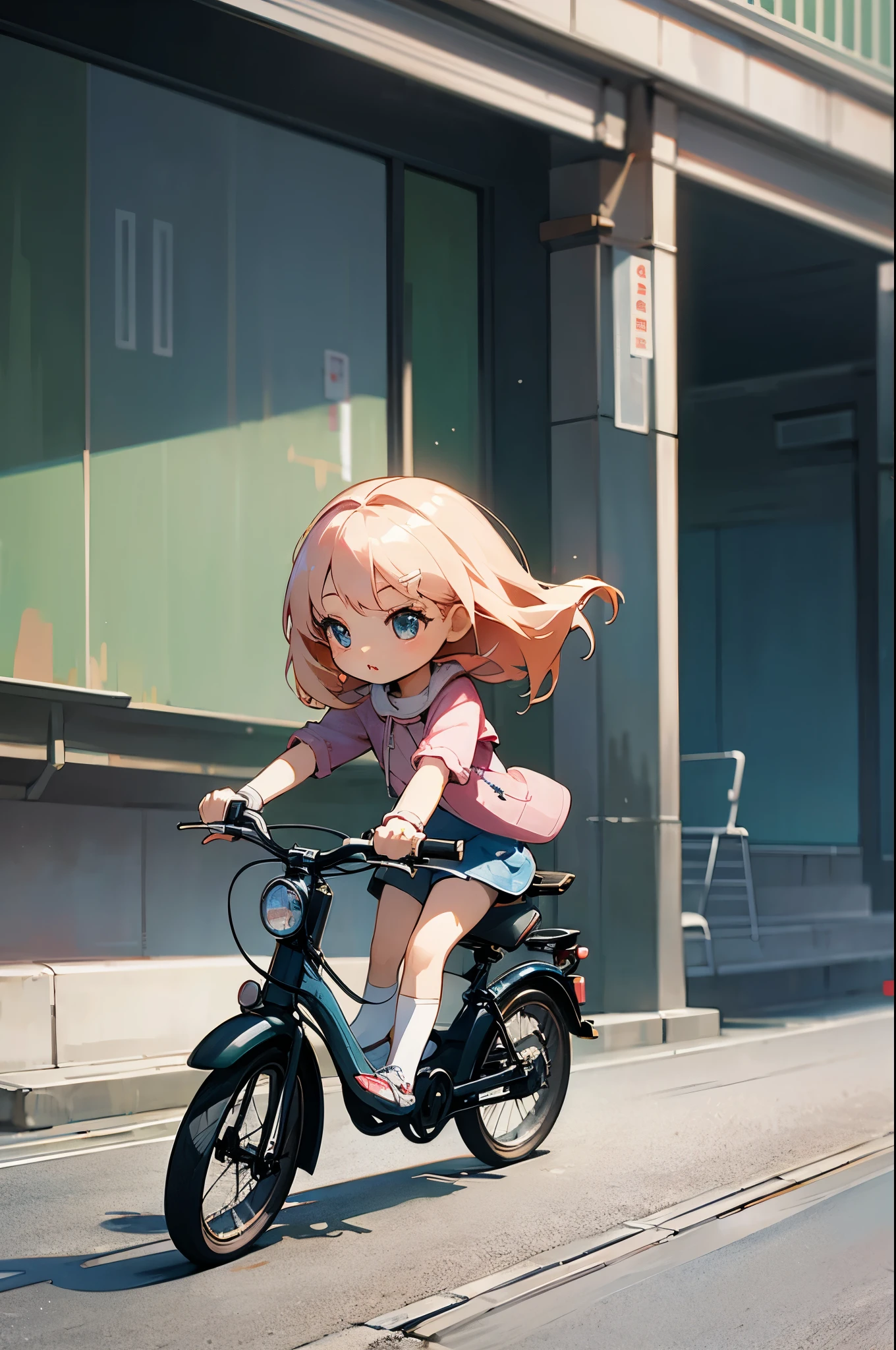 Photorealistic、Chibi Girl Doll（A presentation on the appeal of electric-assisted bicycles）