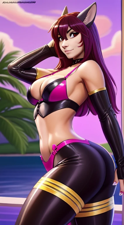 Bikini, estilo animado, sin cola, obra maestra, HD, preciso, anatomically correct, Super detail, alto detalle, mejor calidad, 16k, 1080P, grueso_muslos,grande , grande ass, high saturation, vistoso, detailed manga illustration, Zorro girl, (peludo: 1.21), Zorro_orejas, pelo flotante, mirando a la audiencia, dedos detallados, contour deepening