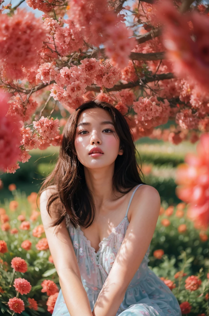 A woman sitting in a field of flowers with a pink flower in the background, beautiful south korean woman, beautiful young korean woman, woman in flowers, girl in flowers, beautiful asian woman, beautiful asian girl, gorgeous young korean woman, beautiful young asian woman, a young asian woman, photo of a beautiful woman, young asian woman, an asian woman, beautiful woman.
Masterpiece, ultra detailed, realistic, photo realistic, high detail RAW color photo, professional photograph, extremely detailed, finely detail, lens flare, Dynamic lighting, 8K, RAW Photo, Best High Quality, Masterpiece: 1.2, Ultra HD: 1, High Detail RAW Color Photo, Pro Photo, Realistic, Photo Realistic: 1.5, Live Photo, Super detailed, Masterpiece, Real Skin, Realistic Skin, Realistic HD Eyes, Highly detailed Eyes, Perfect Eyes, Perfect face, Perfect fingers, extremely detailed face, extremely detailed eyes, extremely detailed skin, perfect anatomy.