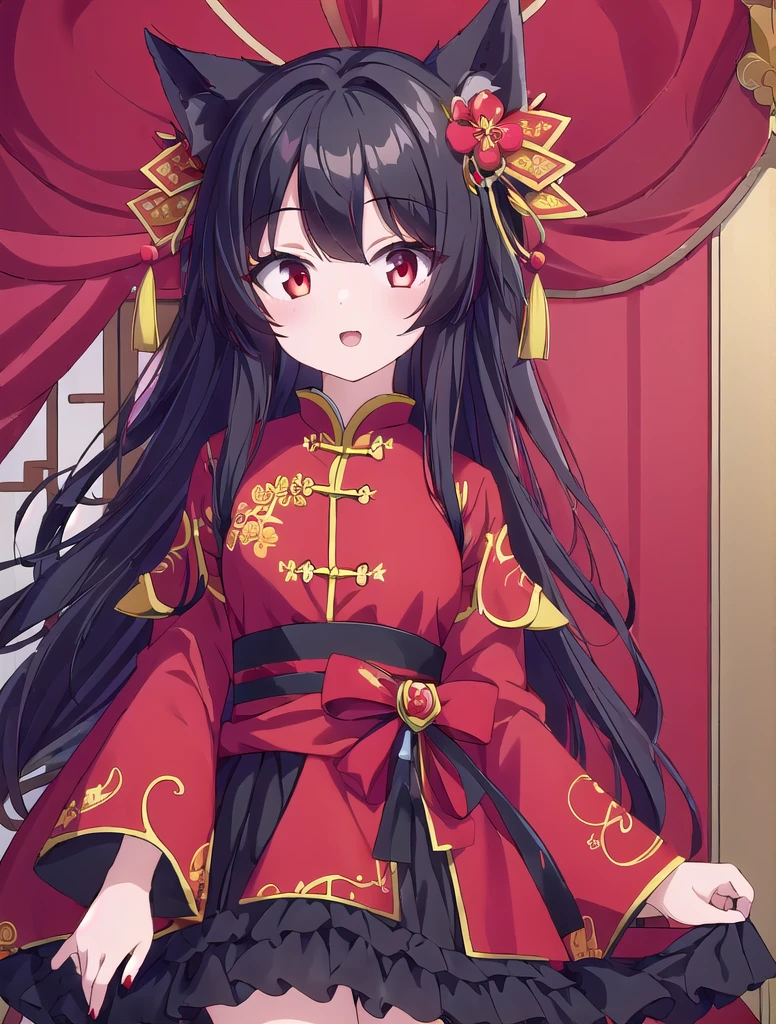 A tragic historical drama in 8k live-action style: Beautiful palace secrets Beautiful 10 year old Chinese Kung Fu girl princess with short black hair has very rough unwanted sex with old man emperor Gorgeous embroidery, Ultra glossy, She is wearing a shiny red top and bottom long sleeve floral kung fu suit.... The chest of her dress was forcibly ripped open by the old man's hands, exposing her breasts.