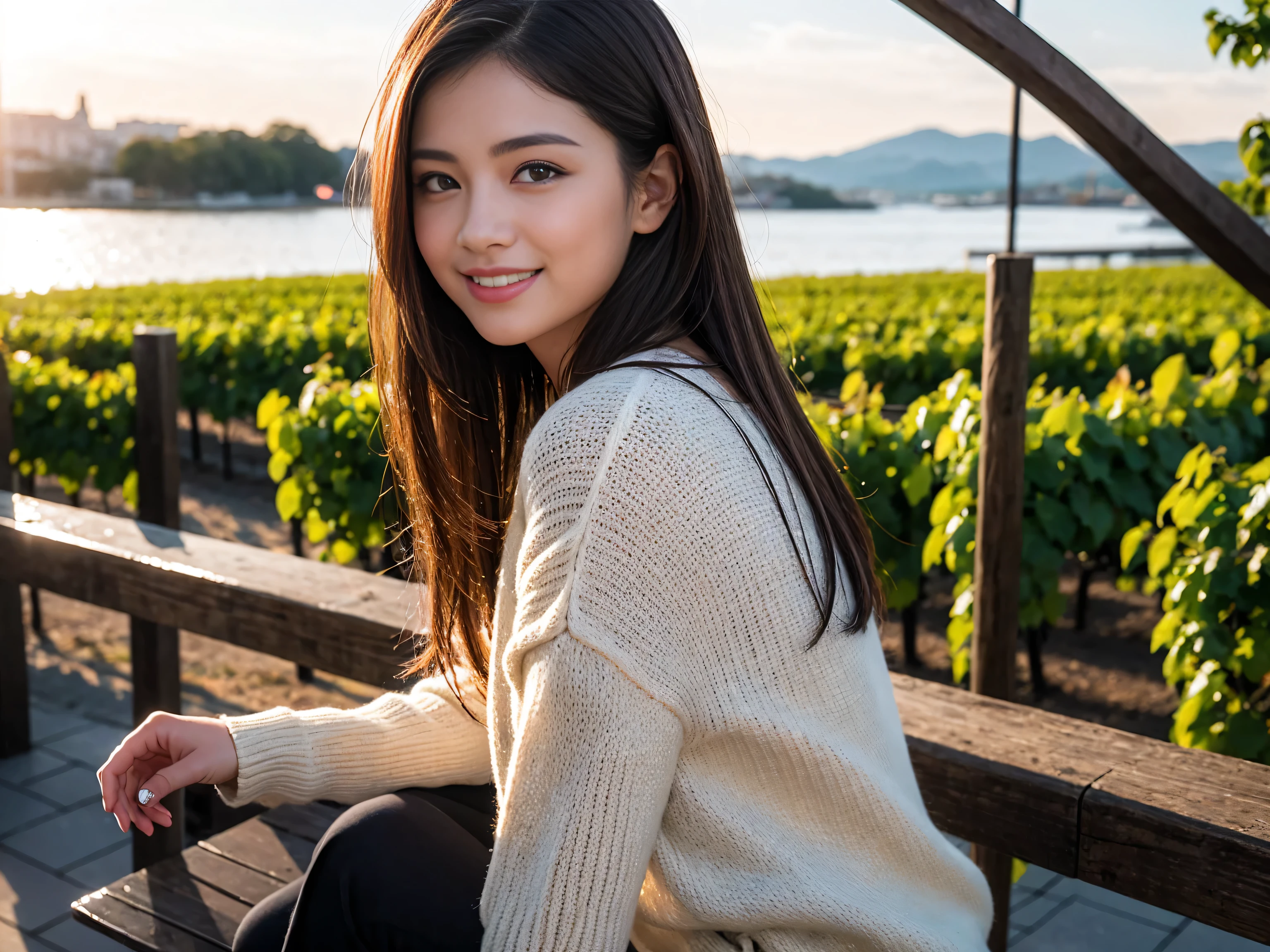 ((highest quality、8k、masterpiece:1.3))、wine 、1 male、1 female、Couple、Lovers Couple、Slim body、((Bob Hale、Straight hair:1.2)), (Realistic, Intricate details:1.2), テーブルにWine Glass、Put the light on your face、 Amazing view of the sunset sky and clouds、Amazing mountain views、A bright smile、The wonderfulness of smile、Bright image、The beauty of wine, Beautiful Face, blue eyes, The light shines on your face, Blushing, short hair,Bright Face、 (Age 42), 39 years old, Red wine 、Appetizers、Italian food、wine bottle、Champagne、Sparkling wine、Two beauties、Brown Hair、Shortcuts、Long sleeve shirt、dress、Pretty Woman 1, (Slim face), (The body is slim), (Brown Hair), (Shortcuts), cheeks turn a little red,Attractive beauty、restaurant, In a prominent place (From the waist up) Nova Frog Style, actress, model, Upper Body, White wine, slim, Wine Glass, 真ん中に置かれたWine Glass, smile, (smile: 1.15), Beautiful fine grain, Depth f/2,saturation, High Contrast, Strong light and shadow,Moist Body:1.5、3D texture、Delicate eyes、Brown Hair、The hair is very shiny、