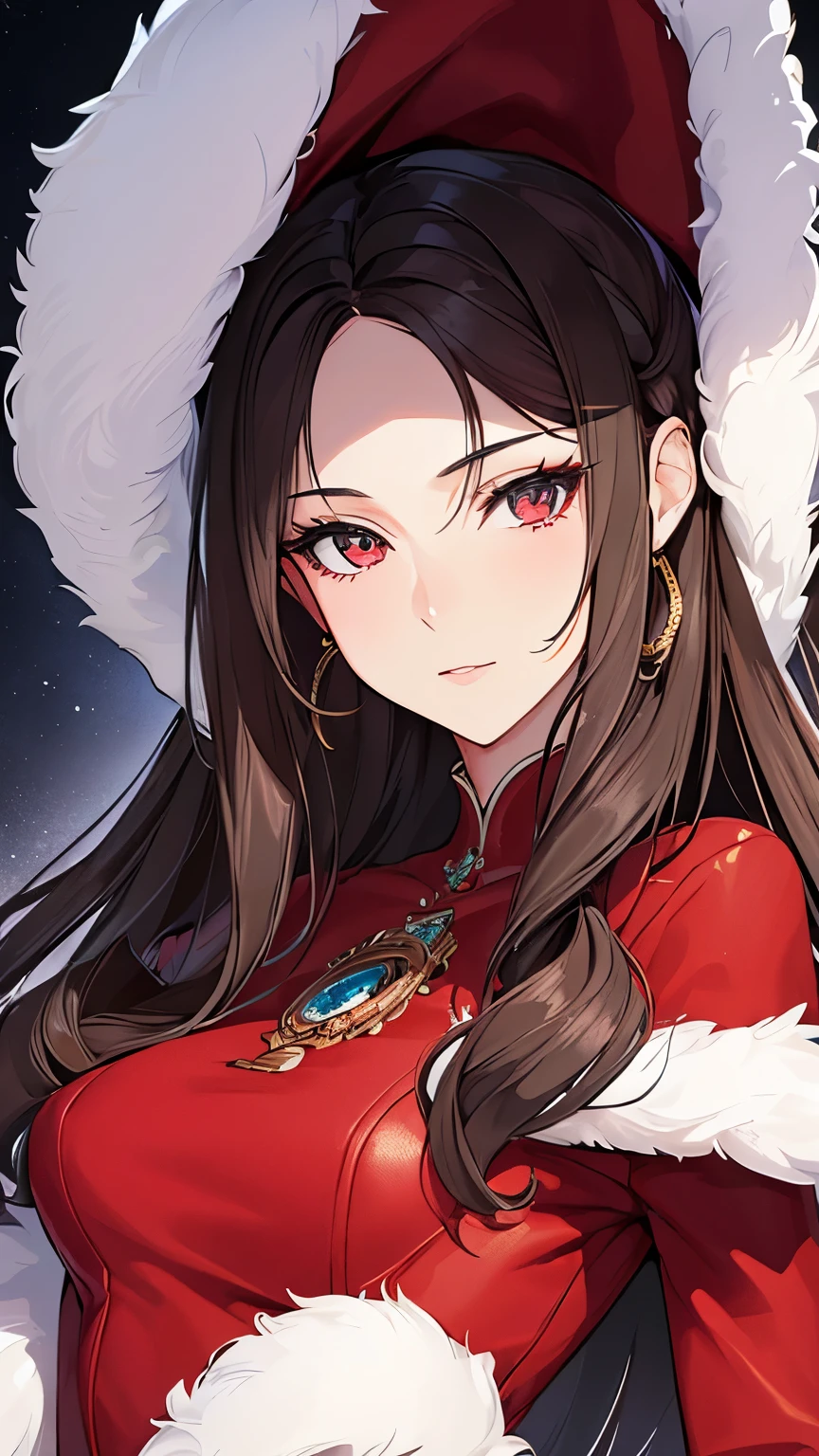 ((best quality)), ((masterpiece)), (detailed), perfect face, perfect detailed eyes, perfect detailed face, ultra-detailed nose, rich waist-length hair, silk dress, fur coat, mink fur, red high heels, Moist eyes, Brilliance, Gorgeous women, high-class prostitutes