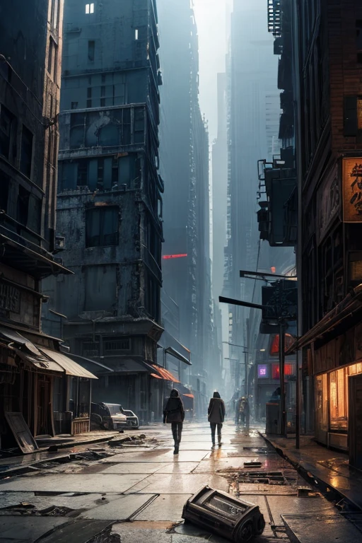 highest quality、A ruined futuristic city、dim、Surrealism
