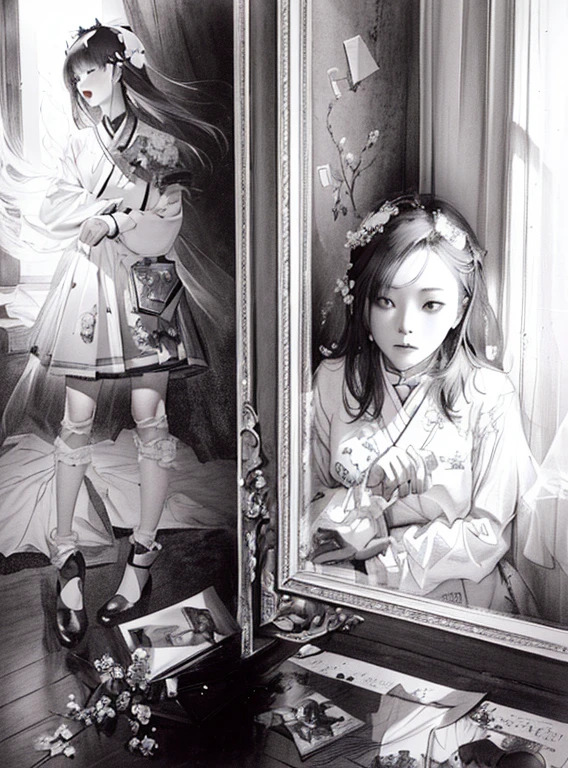 There is a black and white photo of a boy., Awards - Pencil Drawing, by Naomichi Nakamura, Inspired by Katya Ceauseseva, Ju Lian, David Hamilton, Written by Lee Mi Soo, by Cheng Zhengkui, by Maria van Oosterwijk, Girl ghost, Jan Saudek