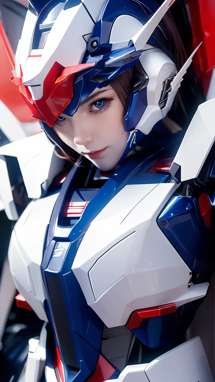 Textured skin, Super Detail, high details, High quality, Best Quality, hight resolution, 1080p, hard disk, Beautiful,(Gundam Girl),beautiful cyborg woman,Mecha Cyborg Girl,Battle Mode,Girl with a Mecha Body,She wears a futuristic Gundam mecha