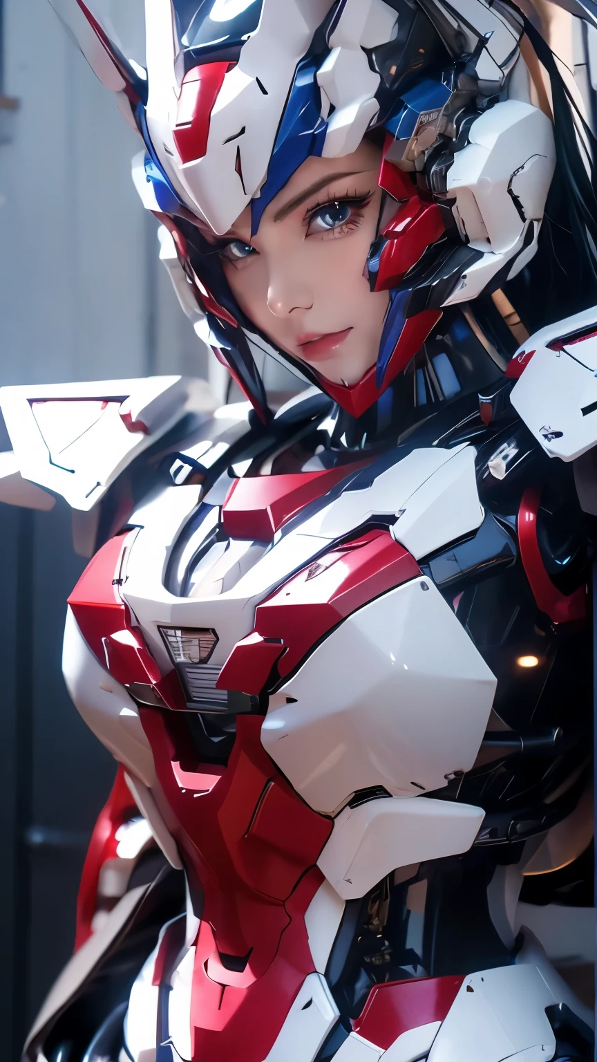 Textured skin, Super Detail, high details, High quality, Best Quality, hight resolution, 1080p, hard disk, Beautiful,(Gundam Girl),beautiful cyborg woman,Mecha Cyborg Girl,Battle Mode,Girl with a Mecha Body,She wears a futuristic Gundam mecha,Full Body Shot