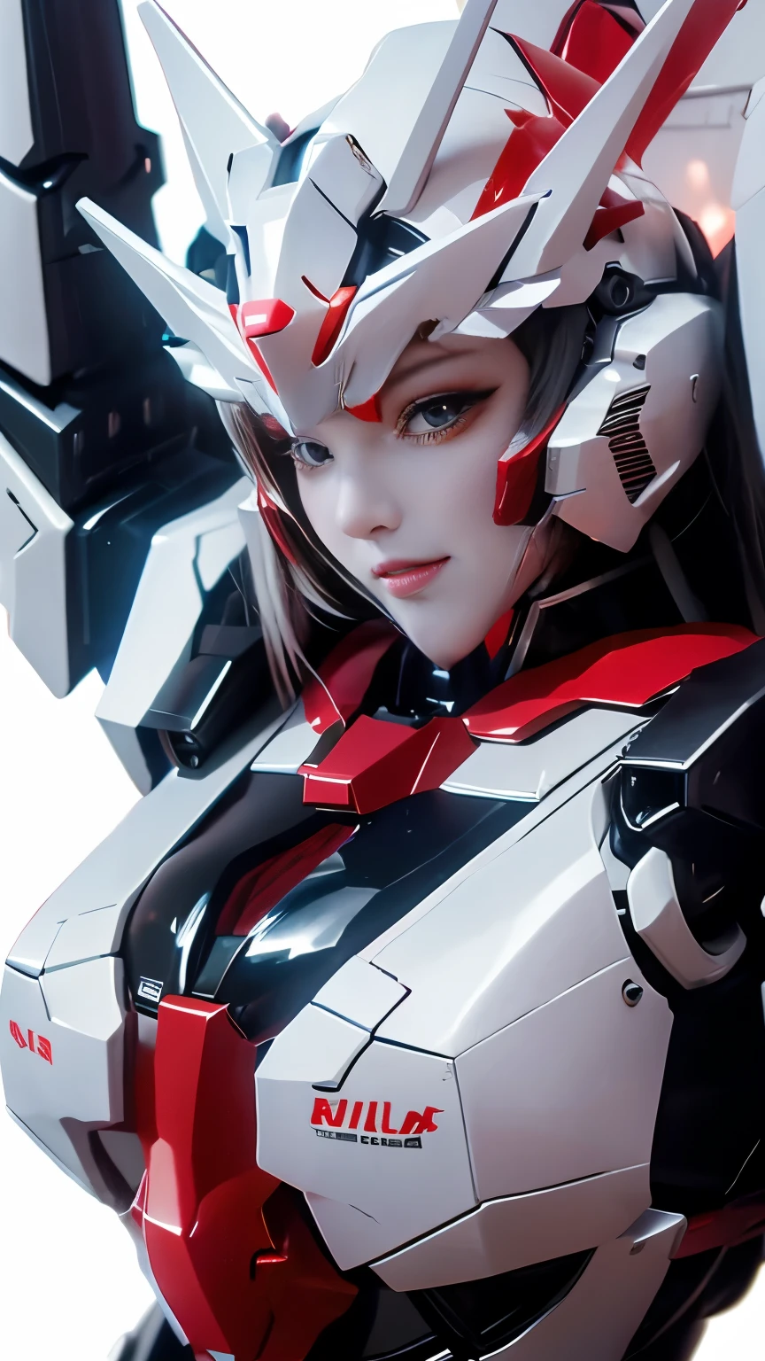 Textured skin, Super Detail, high details, High quality, Best Quality, hight resolution, 1080p, hard disk, Robot Girl,(Gundam Girl),beautiful cyborg woman,Mecha Cyborg Girl,Battle Mode,Girl with a Mecha Body,She wears a futuristic Gundam mecha,Fulll body Shot,Mobile Suit Girl