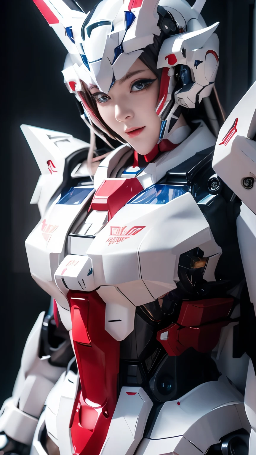 Textured skin, Super Detail, high details, High quality, Best Quality, hight resolution, 1080p, hard disk, Robot Girl,(Gundam Girl),beautiful cyborg woman,Mecha Cyborg Girl,Battle Mode,Girl with a Mecha Body,She wears a futuristic Gundam mecha,Full Shot,Mobile Suit Girl